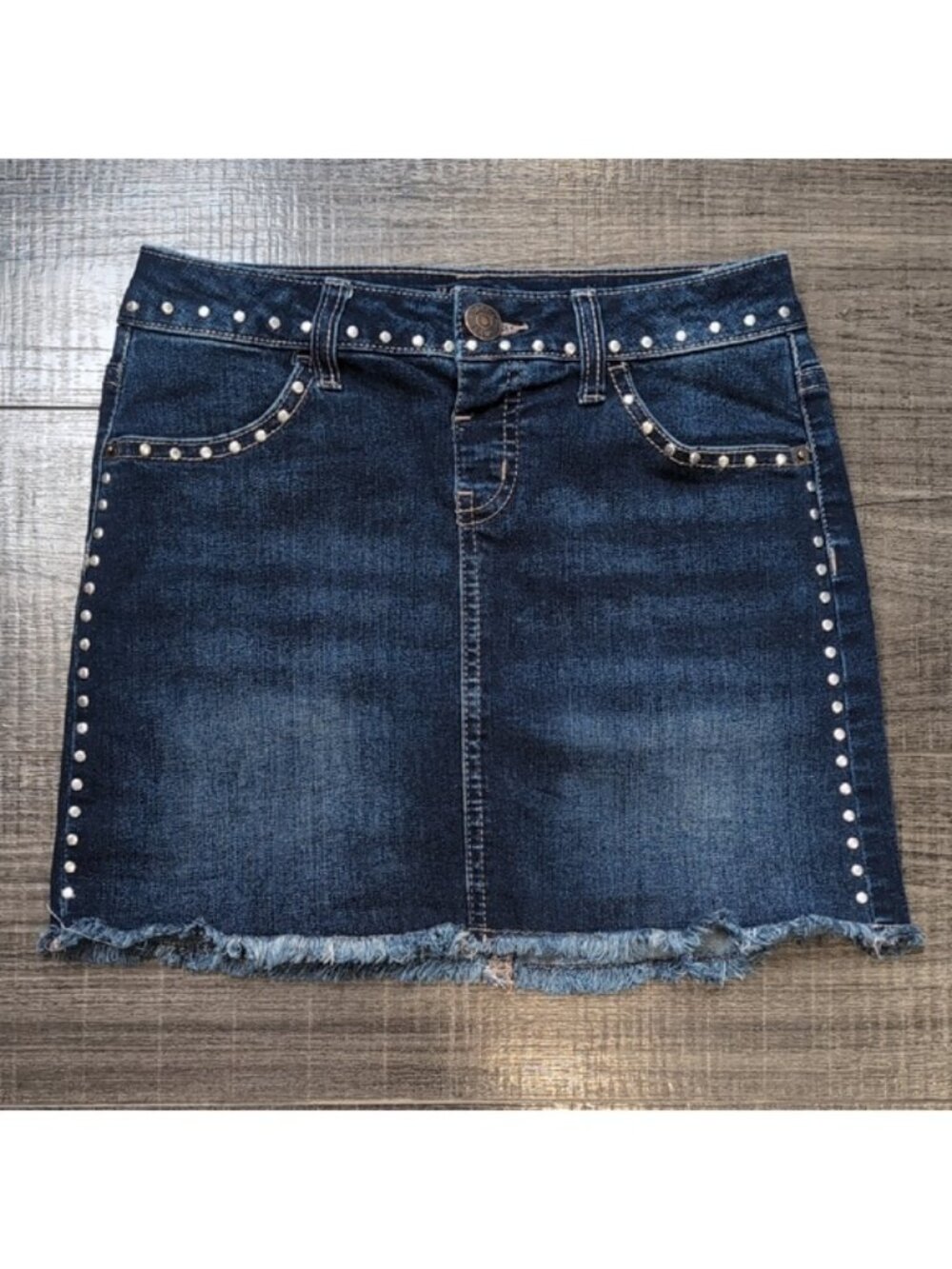 Justice Girls Size 10 Denim Jean Skirt Skort Snap Closure Cut Off Bue Jean - Picture 13 of 13